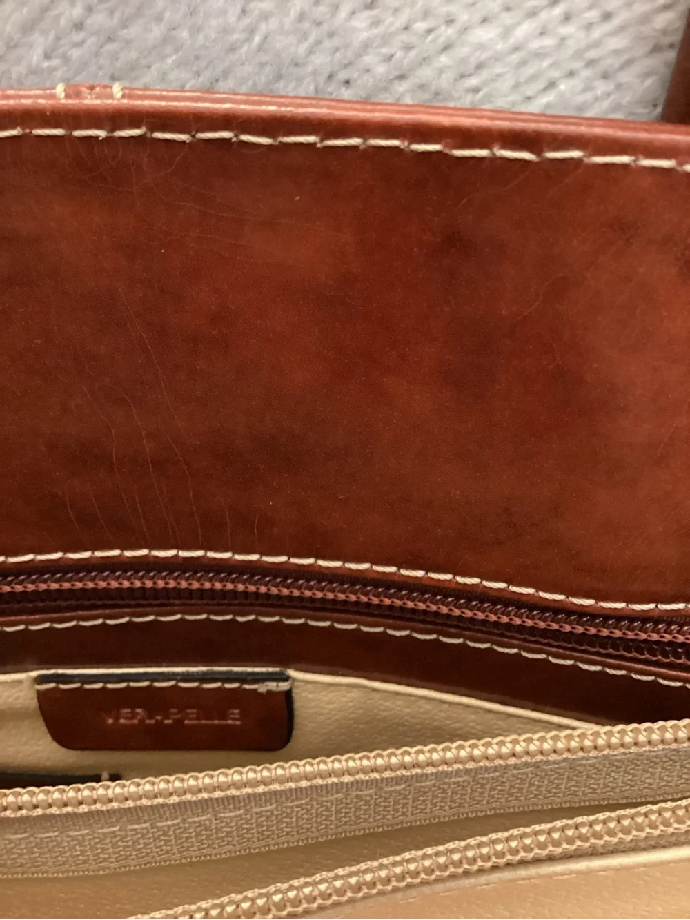Vera Pelle Brown Italian Leather  Briefcase/Shoulder/Lap Top Bag
